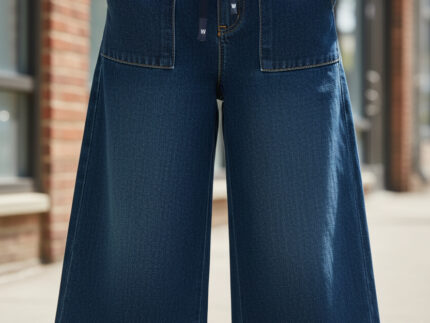 PANTALON JEANS FILLETTE CEINTURE ELASTIQUE ET CORDON